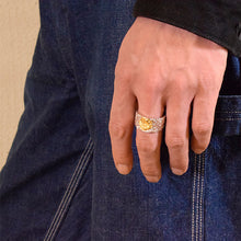 將圖片載入圖庫檢視器 Yellow Poppy Flower 24K Gold Plated Sheridan Carved Ring