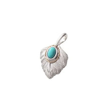 將圖片載入圖庫檢視器 Feather Turquoise Left Facing Heart Shaped Pendant