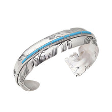 將圖片載入圖庫檢視器 SAAD Premium Feather Turquoise Channel Inlay Bangle