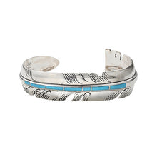 將圖片載入圖庫檢視器 SAAD Premium Feather Turquoise Channel Inlay Bangle