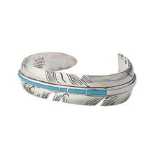 將圖片載入圖庫檢視器 SAAD Premium Feather Turquoise Channel Inlay Bangle