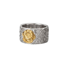 將圖片載入圖庫檢視器 Yellow Poppy Flower 24K Gold Plated Sheridan Carved Ring