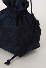 Load image into Gallery viewer, Indigo Nylon Satin Tsujigahana Drawstring Bag