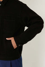 Load image into Gallery viewer, DOUBLE CLOTH SASHIKO DARK BLACK TRUCKER JACKET