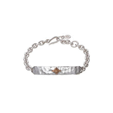 將圖片載入圖庫檢視器 Sterling Silver Collection Sun Symbol Hammered Gold 24K Plate Chain Bracelet