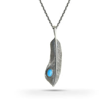 將圖片載入圖庫檢視器 Covert Feather Sleeping Beauty Turquoise Right Facing Pendant, Small