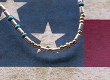 Load image into Gallery viewer, SILVER BEADS & TURQUOISE WITH SMALL FEATHER