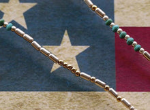 Load image into Gallery viewer, SILVER BEADS & TURQUOISE WITH SMALL FEATHER