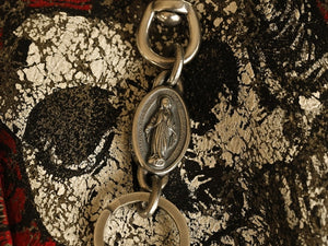 SILVER PLATED BRASS MARY MEDAL KEY HOLDER