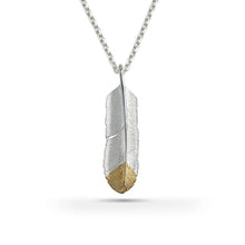 將圖片載入圖庫檢視器 Feather Natural Silver Color Right Pendant with Gold Plated Bronze Tip
