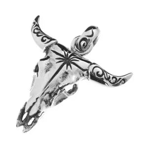 Buffalo Skull Sun Symbol and Arabesque Pendant