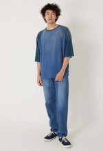 將圖片載入圖庫檢視器 BLUE BLUE KNITTED INDIGO SLUB JERSEY HAND REPAIRED HALF SLEEVE TEE
