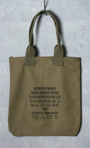 MILITARY TOTE BAG with GERMAN MILITARY LAUNDRY LOGO PRINT