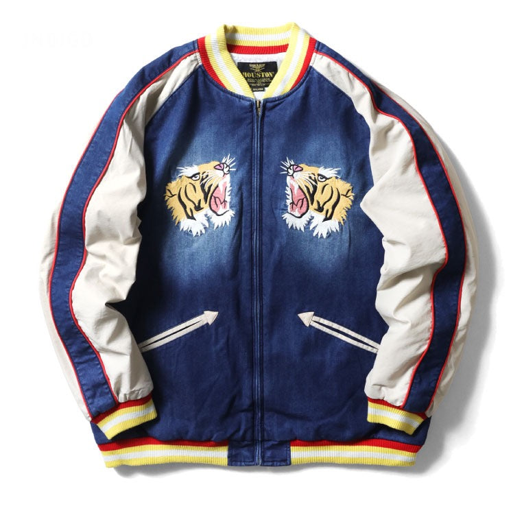 HOUSTON/SOUVENIR JACKET/TIGER /スカジャン Houston Souvenir Jacket Tiger Indigo | Cultizm
