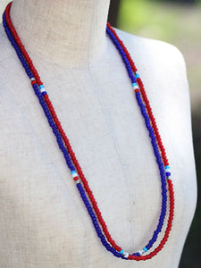 GLASS BZ LONG NECKLACE - RED