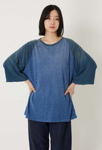 將圖片載入圖庫檢視器 BLUE BLUE KNITTED INDIGO SLUB JERSEY HAND REPAIRED HALF SLEEVE TEE
