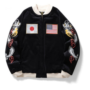 HOUSTON LVETTEN SOUVENIR JACKET (NATIONAL FLAG) - BLACK