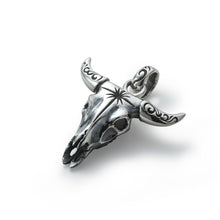 Load image into Gallery viewer, Buffalo Skull Sun Symbol and Arabesque Pendant
