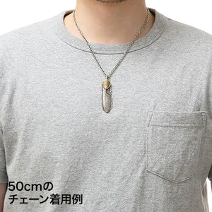 Pre Order - Feather Left Facing Pendant with 18K Gold Heart