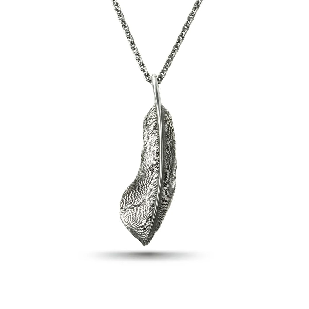 Covert Feather Right Facing Pendant, Large