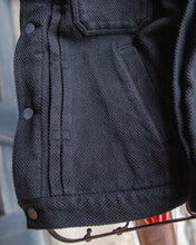 Load image into Gallery viewer, DOUBLE CLOTH SASHIKO DARK BLACK TRUCKER JACKET
