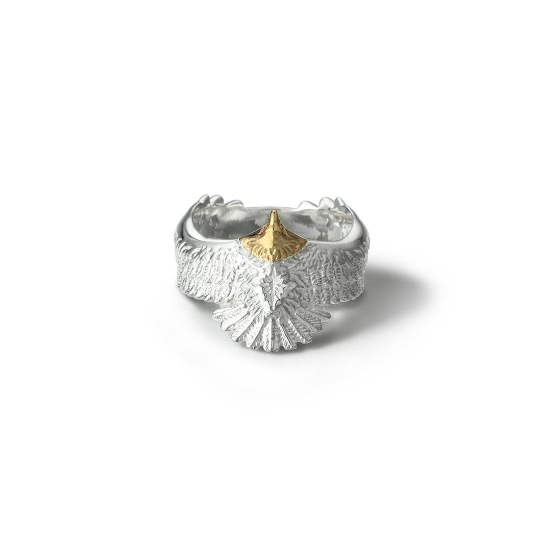 Eagle Motif Silver 925 Gold Plate Ring