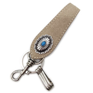 LEATHER KEY RING - SAND