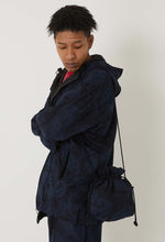 Load image into Gallery viewer, Indigo Nylon Satin Tsujigahana Drawstring Bag
