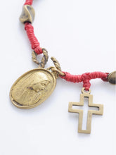 Load image into Gallery viewer, Waxed Cord Maria Bracelet With Brass Cross
