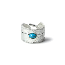 將圖片載入圖庫檢視器 Feather Natural Silver Color Turquoise Ring

