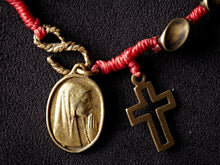 Load image into Gallery viewer, Waxed Cord Maria Bracelet With Brass Cross
