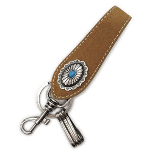 LEATHER KEY RING - CAMEL