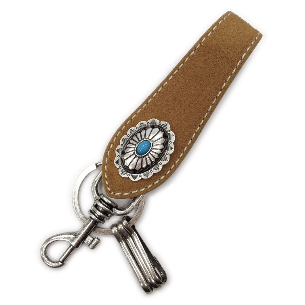 LEATHER KEY RING - CAMEL