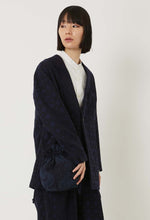 Load image into Gallery viewer, Indigo Nylon Satin Tsujigahana Drawstring Bag
