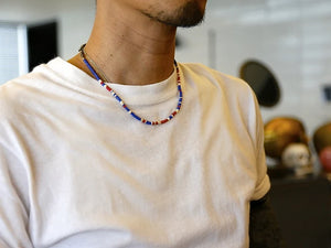 Blue African Disk Beads 3way Choker