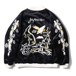 HOUSTON VELVETEEN SOUVENIR JACKET (MAP) / 別珍 - BLACK