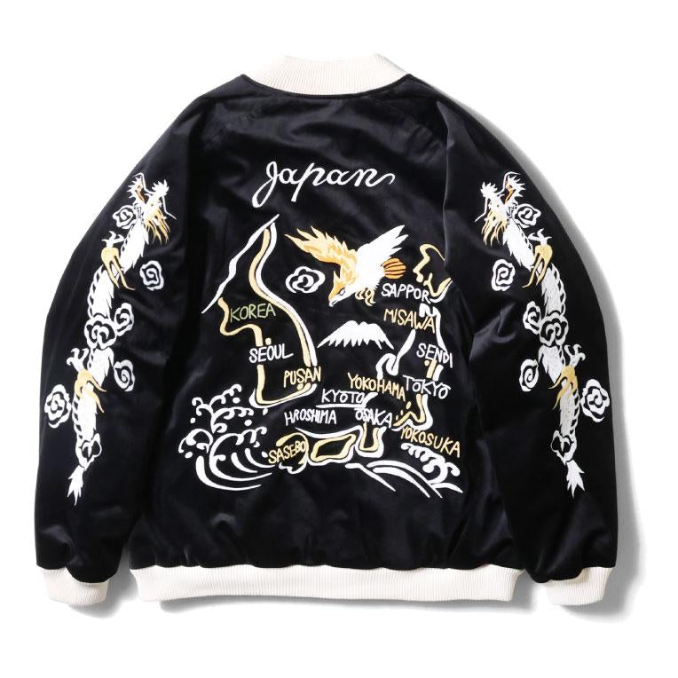 HOUSTON VELVETEEN SOUVENIR JACKET (MAP) / 別珍 - BLACK