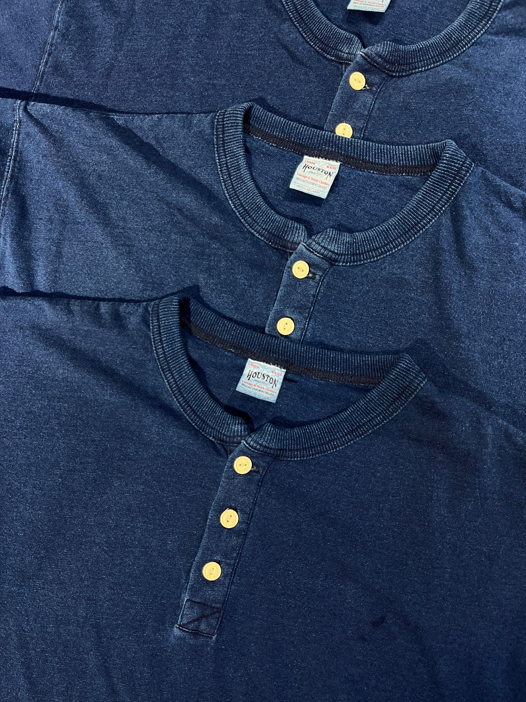 HOUSTON INDIGO HENLEY NECK TEE