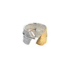 將圖片載入圖庫檢視器 Feather Natural Silver Color Ring  with Gold-Plated
