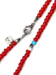 GLASS BZ LONG NECKLACE - RED