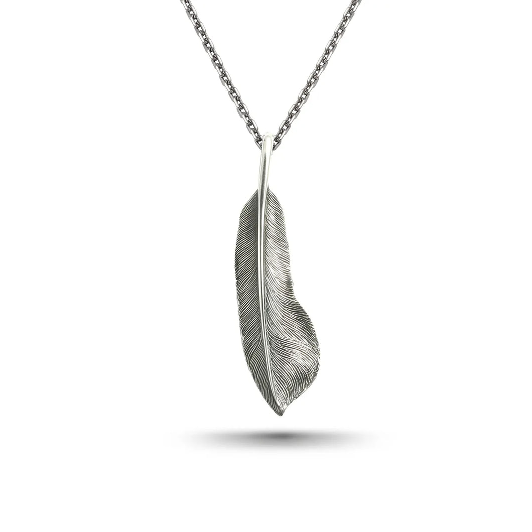 Covert Feather Left Facing Pendant, Small