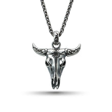 Load image into Gallery viewer, Buffalo Skull Sun Symbol and Arabesque Pendant

