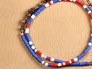 Blue African Disk Beads 3way Choker