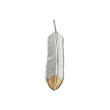 將圖片載入圖庫檢視器 Feather Natural Silver Color Left Facing Pendant with Gold Plated Bronze Tip
