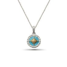 Load image into Gallery viewer, Kingman Turquoise Sun Symbol and Arabesque 24K Gold Plated Pendant, Small
