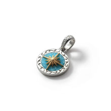 Load image into Gallery viewer, Kingman Turquoise Sun Symbol and Arabesque 24K Gold Plated Pendant, Small
