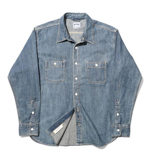 HOUSTON USA COTTON DENIM WORK SHIRT - INDIGO VINTAGE WASH