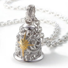 將圖片載入圖庫檢視器 Sun Symbol and Arabesque 24K Gold Plated Openwork Bell Pendant
