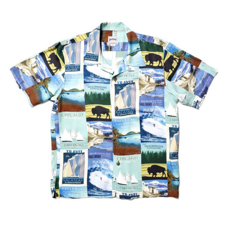 HOUSTON ALOHA SHIRT -TRAVEL (BLUE)