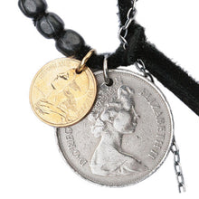 Load image into Gallery viewer, BLACK LEATHER COIN NECKLACE
